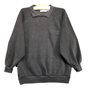 Yellow Cab Co. Men's Knit Polo Sweater Black Large Long Sleeve Polyester Blend